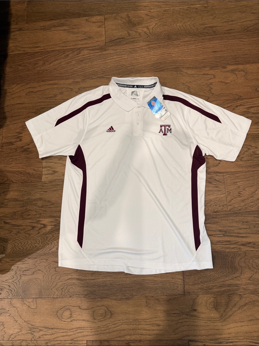 adidas White and Maroon Texas A&M Polo